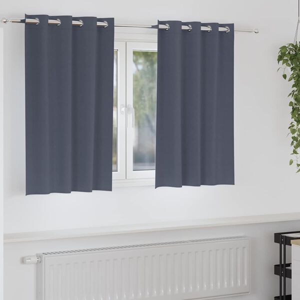 vidaXL M&oslash;rkleggende Gardiner med Ringer 2 pcs Antrasitt 140 x 140 cm