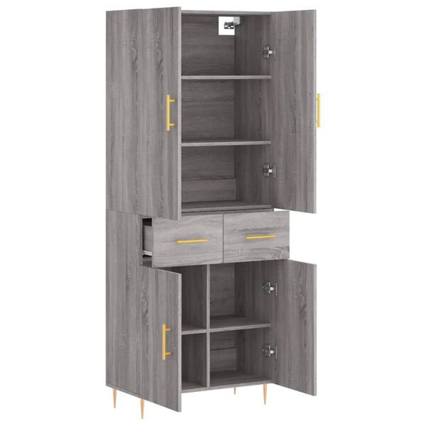 vidaXL Highboard gr&aring; sonoma 69,5x34x180 cm konstruert tre