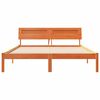 vidaXL Sengestamme med hodegjerde Vokset Brun 160 x 200 cm Massiv furu