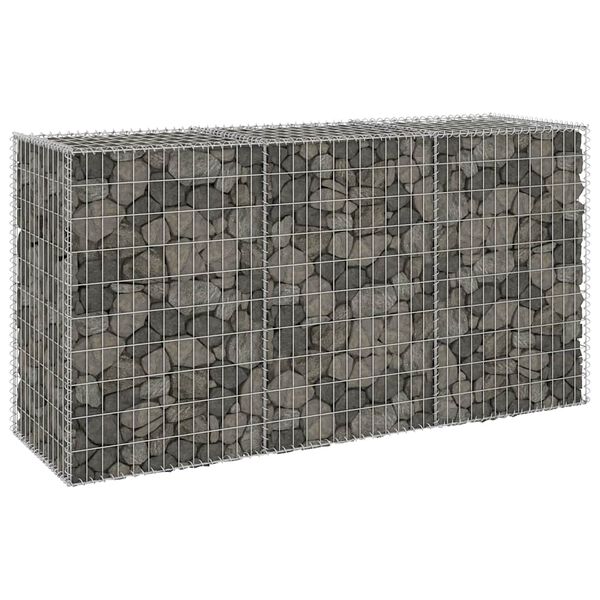 vidaXL Gabion med dekker galvanisert st&aring;l 200x60x100 cm