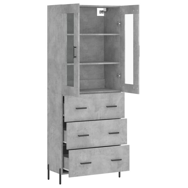 vidaXL Highboard betonggr&aring; 69,5x34x180 cm konstruert tre