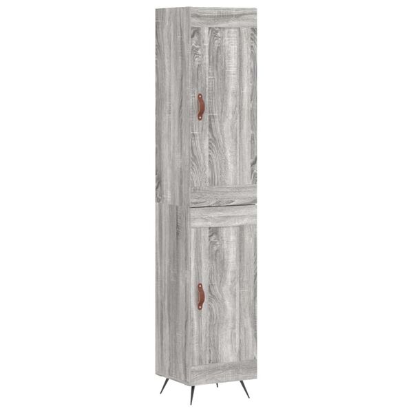 vidaXL Highboard gr&aring; sonoma 34,5x34x180 cm konstruert tre