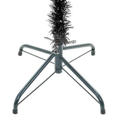 vidaXL Forhåndsbelyst slankt juletre med kulesett svart 150 cm