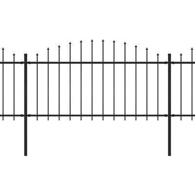 vidaXL Hagegjerde med spydtopp stål (1,25-1,5)x3,4 m svart