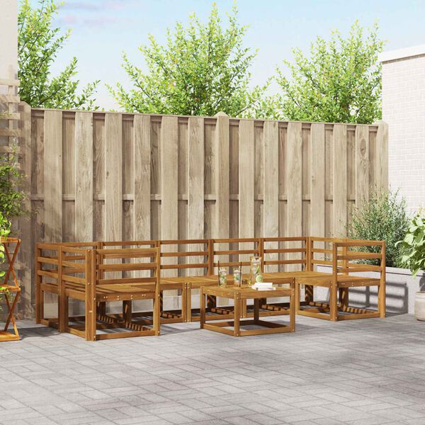 vidaXL Utend&oslash;rs sofa-sett 8 pcs Naturlig Solid akasietre