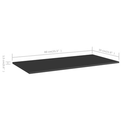 vidaXL Hylleplater 4 stk høyglans svart 80x30x1,5 cm sponplate