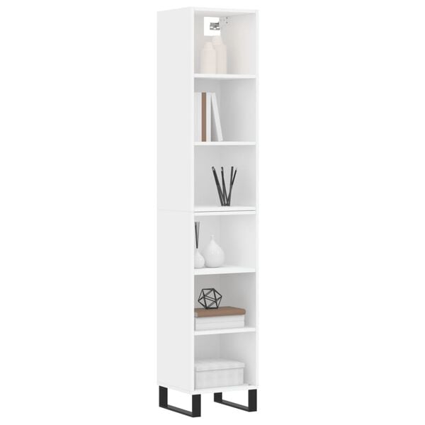 vidaXL Highboard hvit 34,5x32,5x180 cm konstruert tre