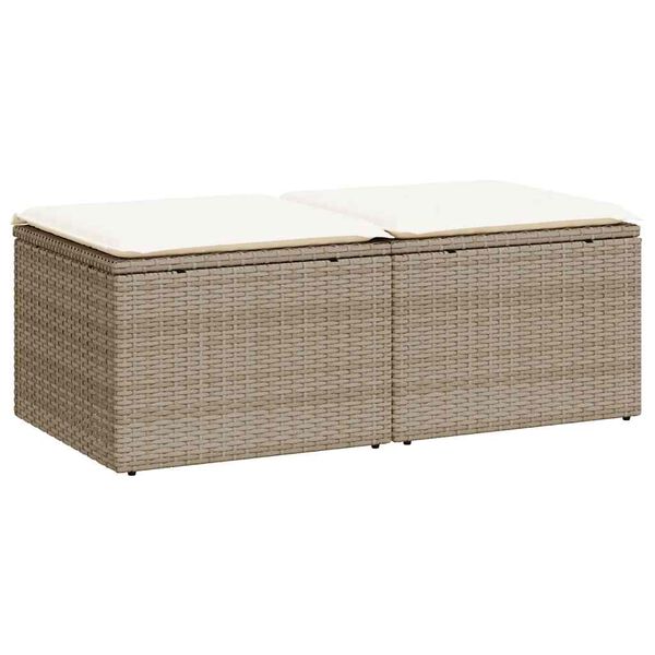 vidaXL Hagesofaer med puter 2 deler beige polyrotting akasie
