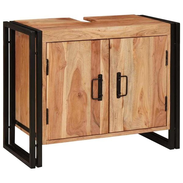 vidaXL Vaskeskap med hylle Brun 71 x 33 x 58 cm Solid akasietre