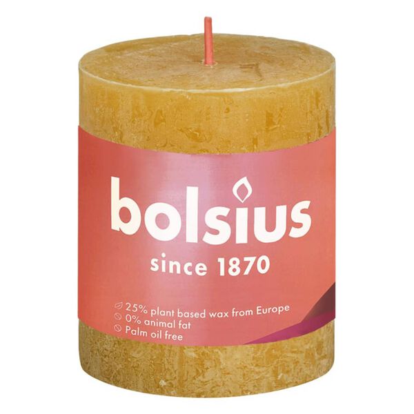 Bolsius Rustikke s&oslash;ylelys Shine 4 stk 80x68 mm bikake gul