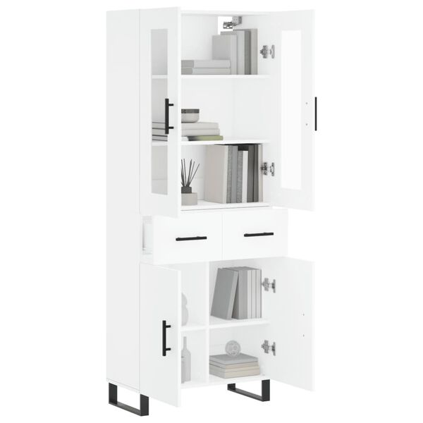 vidaXL Highboard hvit 69,5x34x180 cm konstruert tre