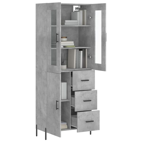 vidaXL Highboard betonggr&aring; 69,5x34x180 cm konstruert tre