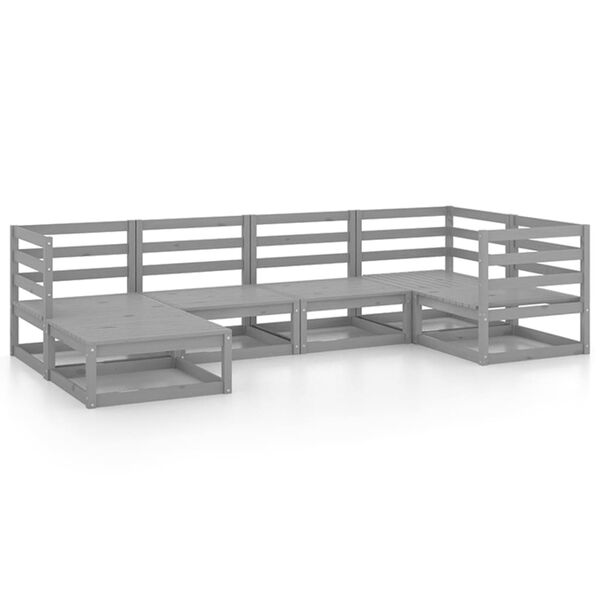 vidaXL Hagesofagruppe 6 deler gr&aring; heltre furu