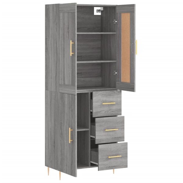 vidaXL Highboard gr&aring; sonoma 69,5x34x180 cm konstruert tre