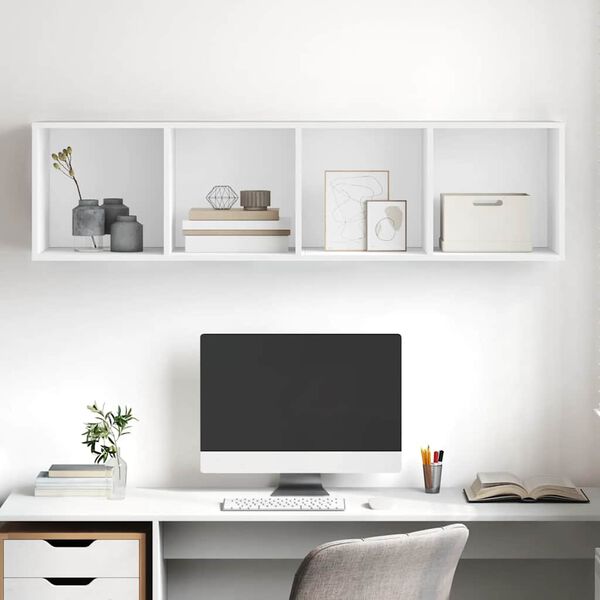 vidaXL Vegghengt TV-benk hvit 37x37x142,5 cm konstruert tre