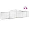 vidaXL Gabionkurver buede 8 stk 300x30x60/80 cm galvanisert jern