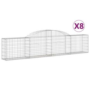 vidaXL Gabionkurver buede 8 stk 300x30x60/80 cm galvanisert jern