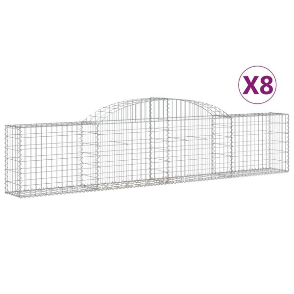 vidaXL Gabionkurver buede 8 stk 300x30x60/80 cm galvanisert jern