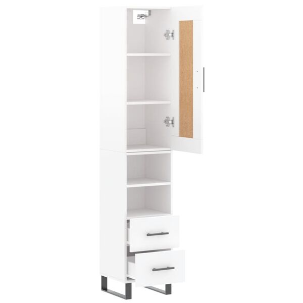 vidaXL Highboard h&oslash;yglans hvit 34,5x34x180 cm konstruert tre