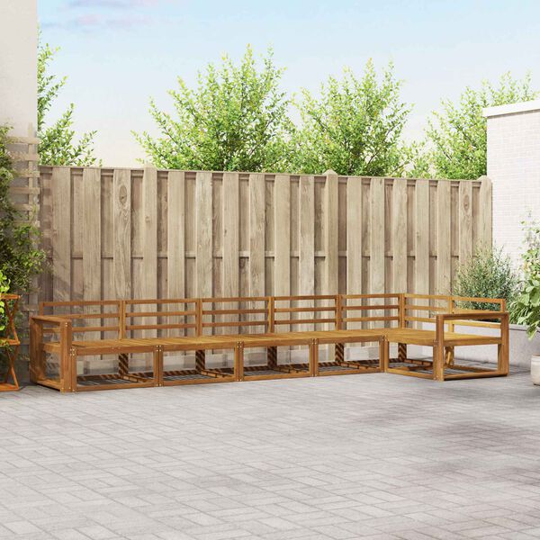 vidaXL Utend&oslash;rs sofa-sett 6 pcs Naturlig Solid akasietre