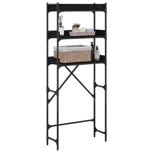 vidaXL Vaskemaskinhylle Svart 0ak 67 x 25 x 163 cm Konstruert tre