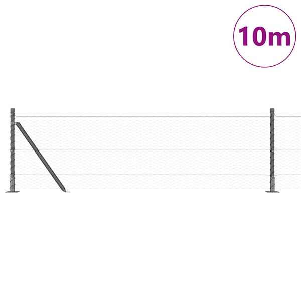 vidaXL Gjerde med innlegg. Grå 0.4 x 10 m PVC-belagt stål