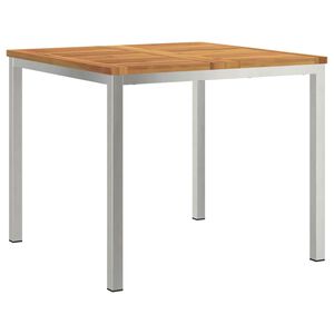 vidaXL Spisebord 90x90x75 cm Massiv akasie tre og rustfritt st&aring;l