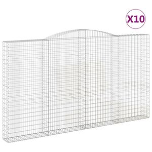 vidaXL Gabionkurver buede 10 stk 400x30x220/240 cm galvanisert jern