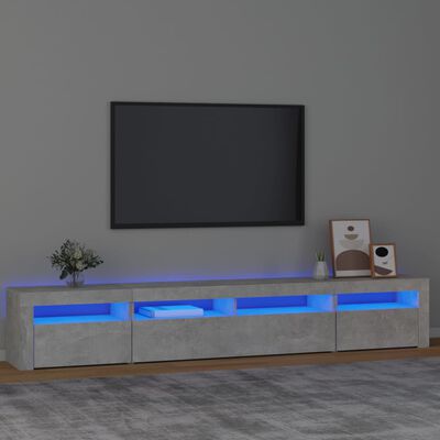 vidaXL TV-benk med LED-lys betonggrå 240x35x40 cm