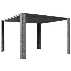 vidaXL Paviljong med tak polyrotting 300x300x220 cm gr&aring; og antrasitt