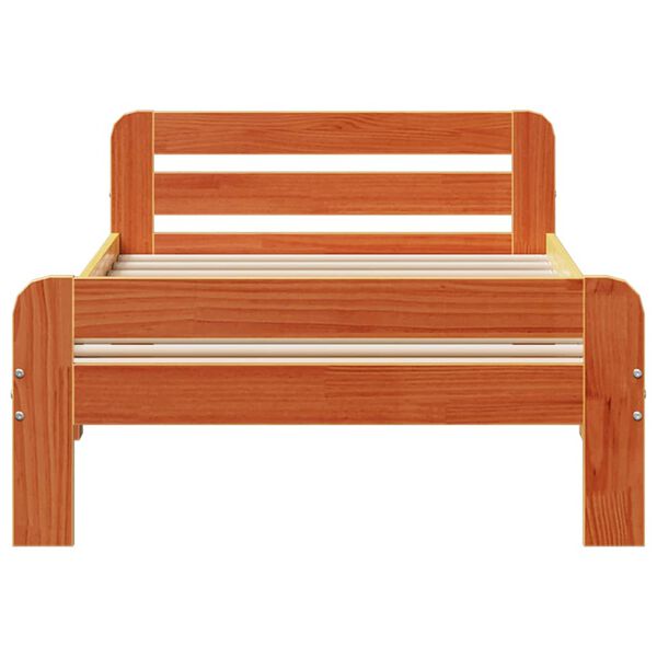 vidaXL Sengeramme uten madrass voksbrun 75x190 cm heltre furu