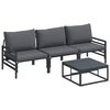 vidaXL Hagesofa Set 4 stk. Svart St&aring;l
