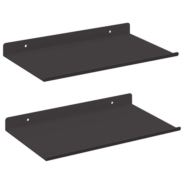 vidaXL Vegghylle med hylle Veggmontert 2 pcs Svart 30 x 17,5 x 2,5 cm