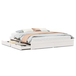 vidaXL Sengeramme med madrass hvit 200x200 cm heltre furu