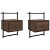 vidaXL Nattbord veggmontert 2 stk brun eik 35x30x51 cm konstruert tre