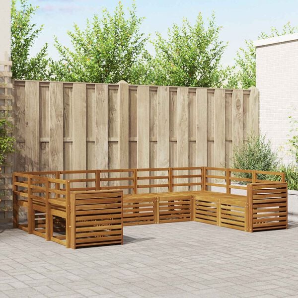 vidaXL Sofasett 9 pcs Naturlig Solid akasietre