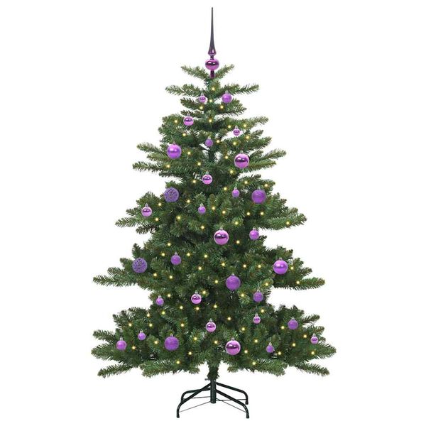 vidaXL Kunstig sammensatt juletre med 150 LED gr&oslash;nn 150 cm PVC og st&aring;l