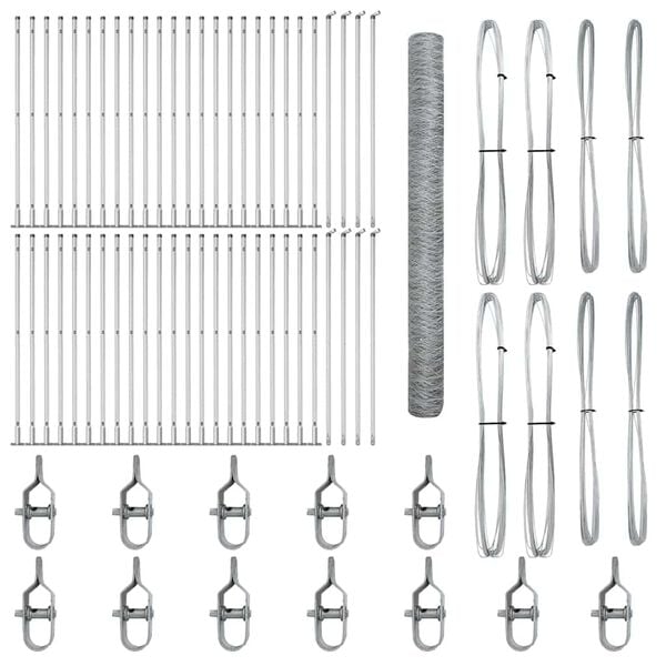 vidaXL Gjerde med innlegg. sølv 1.4 x 100 m PVC-belagt stål