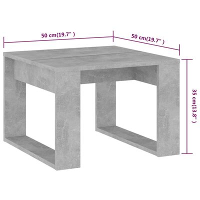 vidaXL Sidebord betonggrå 50x50x35 cm sponplate