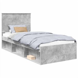 vidaXL Sengestamme med skuff Betonggr&aring; 100 x 200 cm Massiv furu