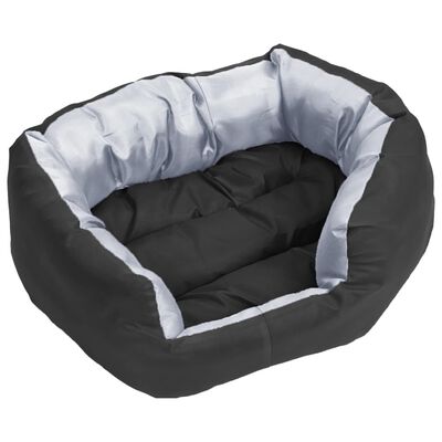 vidaXL Vendbar og vaskbar hundepute grå og svart 65x50x20 cm