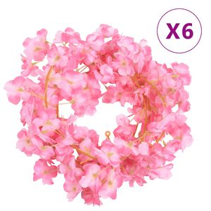 vidaXL Blomsterkranser 6 stk m&oslash;rkelilla 180 cm