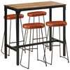 vidaXL Barsett 5 deler grov heltre mango og metall