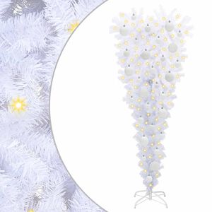 vidaXL Kunstig juletre med 150 LED med stativ Hvit 120 cm PVC og St&aring;l