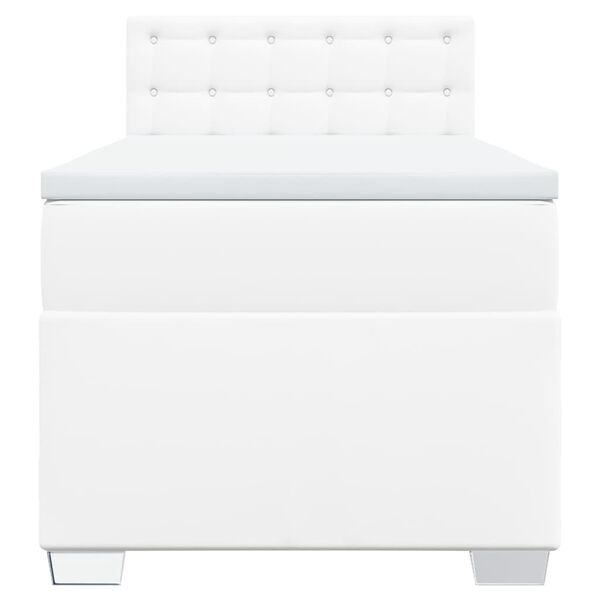 vidaXL Seng med madrass boksfjær hvit 80x200 cm kunstlær