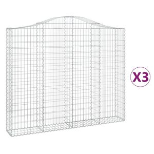 vidaXL Gabionkurver buede 3 stk 200x30x160/180 cm galvanisert jern
