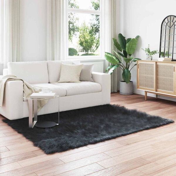 vidaXL Faux Skinnmatte Tafalla Svart 140 x 200 cm Polyester