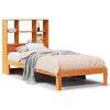 vidaXL Seng med bokhylle uten madrass voksbrun 100x200 cm heltre furu