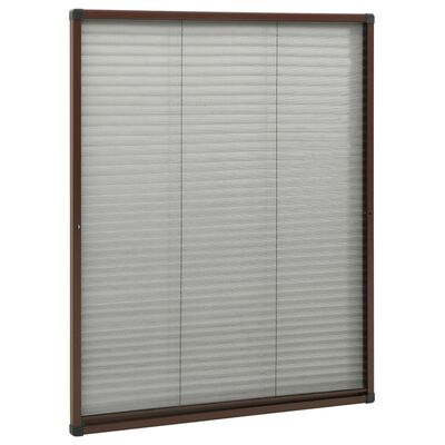 vidaXL Plissert insektskjerm for vindu aluminium brun 80x100 cm