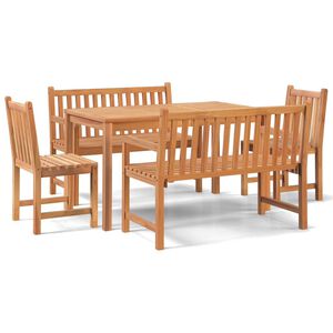vidaXL Hagespisegruppe 5 deler heltre teak